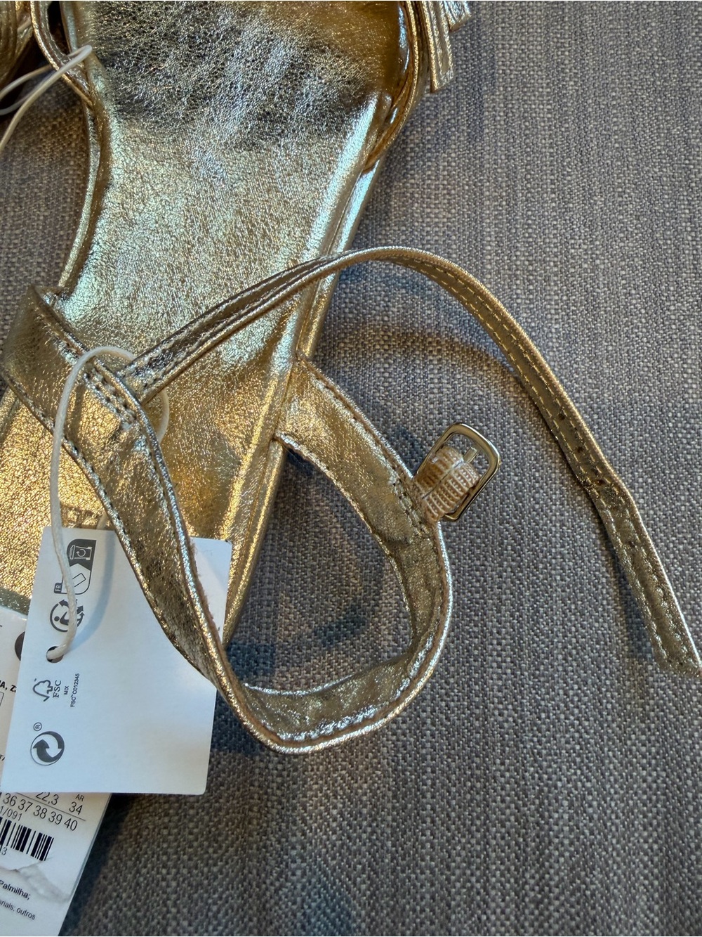 Zara Gold Metallic Strappy Sandals - Picture 4 of 6